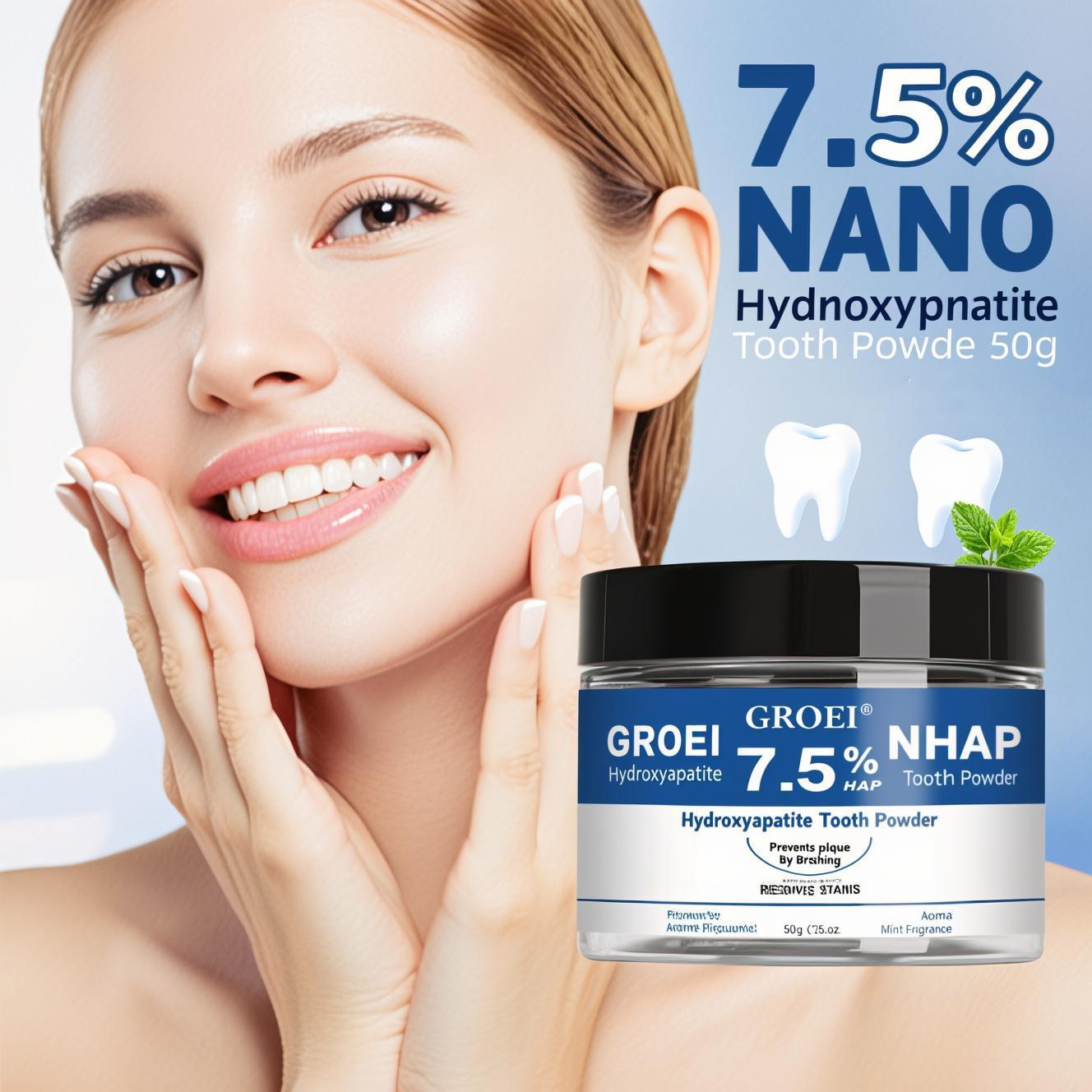 Teeth Whitening Zimba - 7,5% Hydroxyapatiet Tandpoeder voor het herstellen