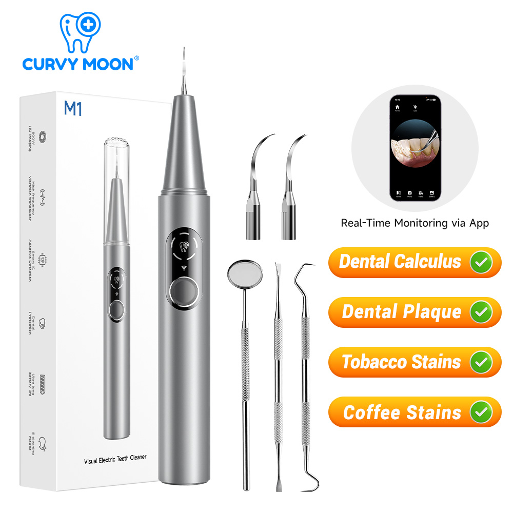 Teeth Whitening Home - CURVY MOON Zichtbare elektrische ultrasone tandenreiniger
