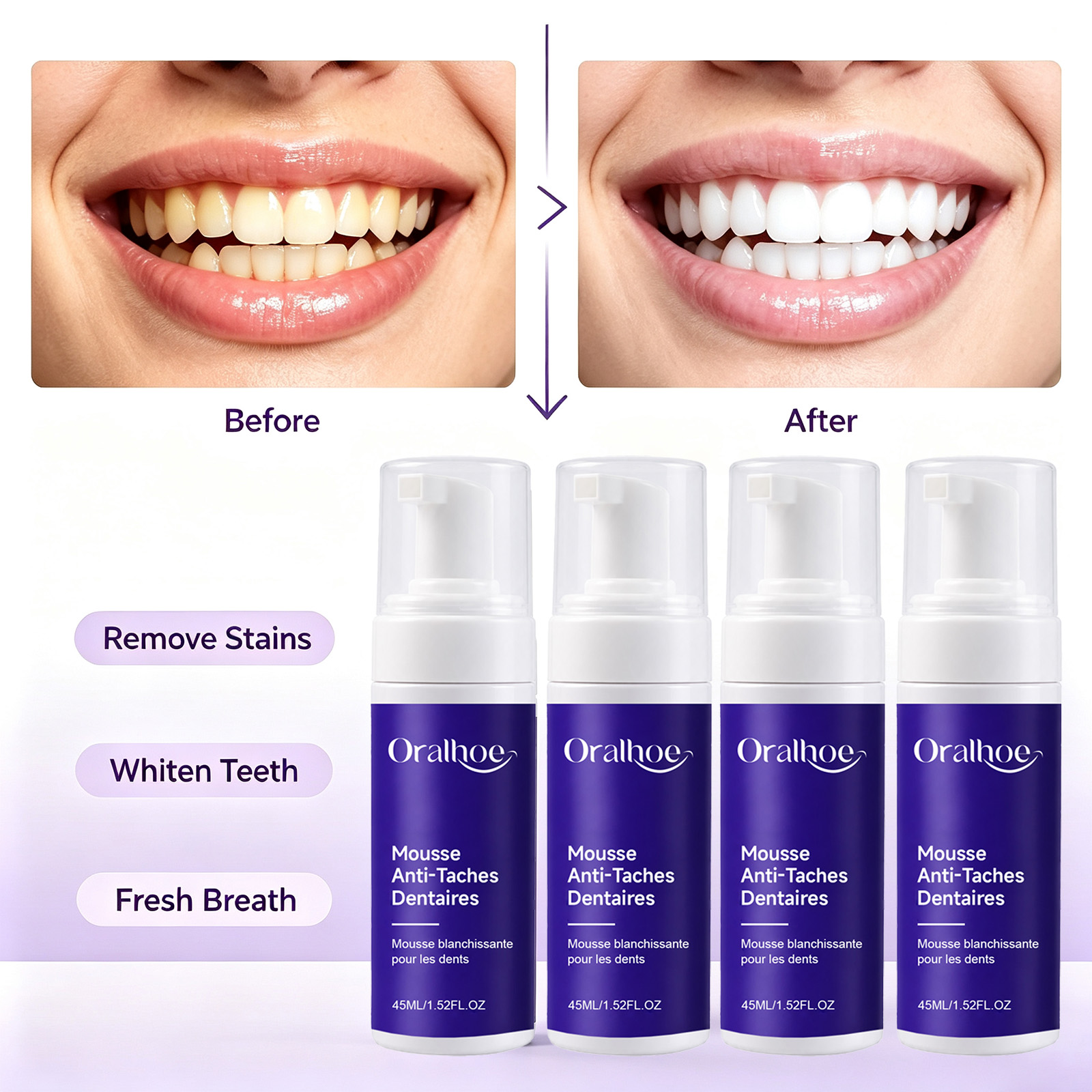 Paarse schuimende tandenbleekp - Teeth Whitening Routine recensie en prijs